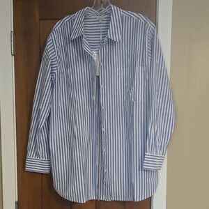 Rails Blue and White Striped Button Down Shirt
